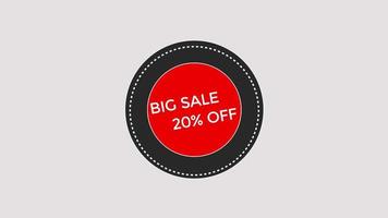 big sale 20 off motion graphic video with alpha channel transparent background. sale promotion, advertising, marketing, website.