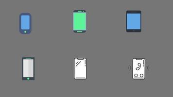 mobile Icon-Set-Animation. telefonsymbol klingelt und ruft mit alphakanal an video