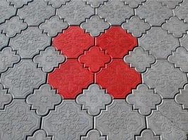 patterned tile road gray and red for construction work photo