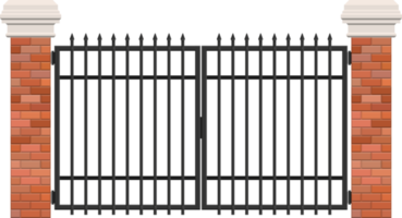 Brick and steel gate clip art png