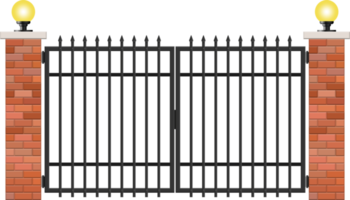 Brick and steel gate clip art png