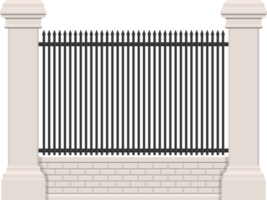 tegel och stål staket isolerad på vit bakgrund png