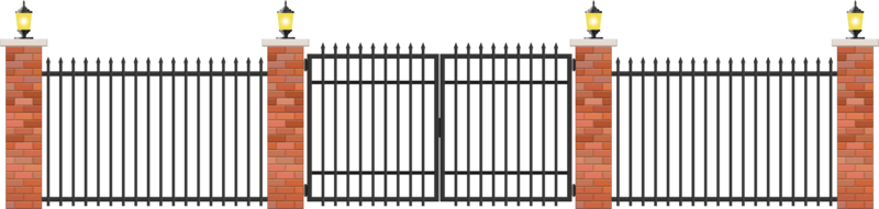 Realistic brick and steel fence png