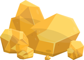 Gold stones and boulders in cartoon style png