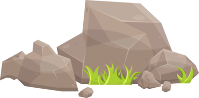 Rock stones and boulders in cartoon style png