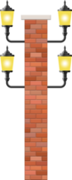 Vintage street lamp made from bricks and steel png