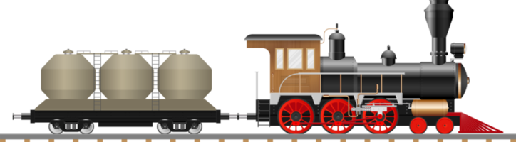 Vagón y locomotora de vapor vintage png