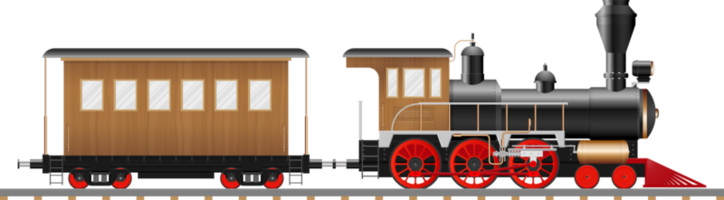 locomotiva a vapore d'epoca e vagone png
