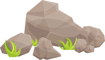 Rock stones and boulders in cartoon style png