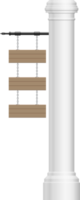 tabla de madera colgada en un pilar de hormigón vintage png