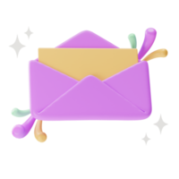 elemento de objeto ui, e-mail aberto, ilustração 3d png