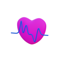 cardiograma de coração de ilustração 3D png