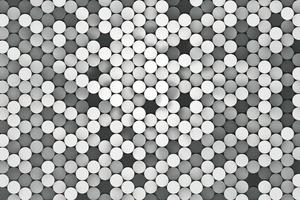 Abstract white and grey geometric wallpaper with circle grid shapes design composition. Small mosaic cells randomly up and down motion. 3d rendering photo