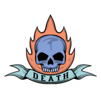 l'illustrazione della morte del cranio disegnata a mano per la felpa con cappuccio della giacca della maglietta può essere utilizzata per il logo degli adesivi ecc