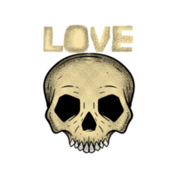 ilustración de amor de calavera dibujada a mano para camiseta, chaqueta, sudadera con capucha, se puede usar para pegatinas, etc. png