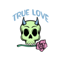 handritad skalle sann kärlek illustration för t-shirt jacka hoodie kan användas för klistermärken logotyp etc png