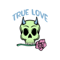 la ilustración de amor verdadero de calavera dibujada a mano para la sudadera con capucha de la chaqueta de la camiseta se puede usar para el logotipo de las pegatinas, etc. png