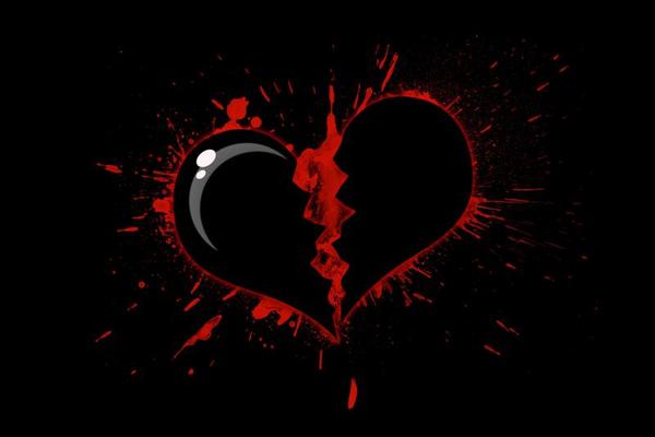 Stylized broken heart in blood on a black background 8853826 Stock Photo at  Vecteezy