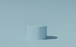 Cylinder podium on light blue background. Abstract minimal scene with geometric forms. Mock up scene to show cosmetic products presentation. 3d rendering, 3d illustration photo