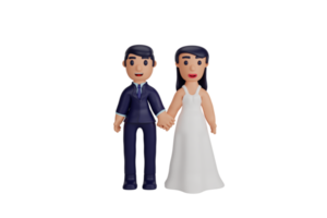 3D karaktär romantiska ögonblick för bröllopspar png