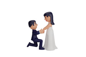 3D karakter romantische bruidspaar momenten png