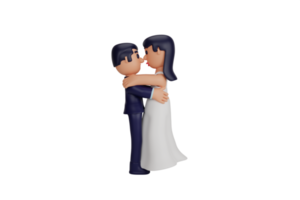 momentos românticos de casal de noivos de personagem 3d png