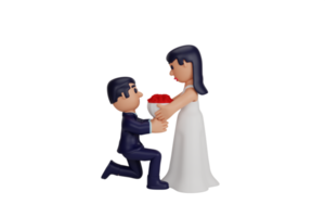 Moments de couple de mariage romantique de personnage 3d png