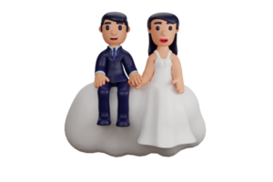 3d character romantic wedding couple moments png