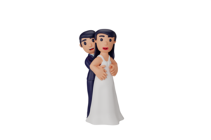 Momentos románticos de la pareja de la boda del personaje 3d png