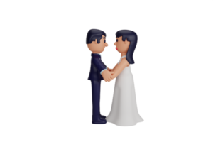 Moments de couple de mariage romantique de personnage 3d png