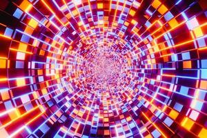 3D illustration. Endless tunnel with glowing multicolored lights. Abstract tunnel photo