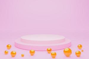 Mock-up Display Product Podium, 3D rendering. Abstract scene background. Cylinder podium on pink background. Product presentation, mock up, show cosmetic product, Podium, stage pedestal or platform photo