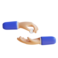 3d dar dinero gesto de la mano png