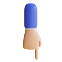 Gesto de la mano apuntando hacia abajo del buscador 3D png