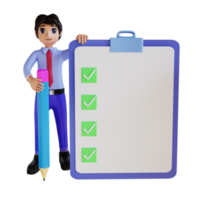 3D-personage met een checklist png