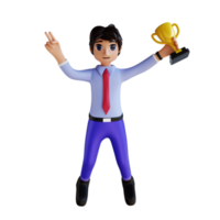 3D Characters carrying trophies png