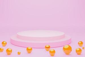 Mock-up Display Product Podium, 3D rendering. Abstract scene background. Cylinder podium on pink background. Product presentation, mock up, show cosmetic product, Podium, stage pedestal or platform photo
