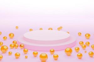 Mock-up Display Product Podium, 3D rendering. Abstract scene background. Cylinder podium on pink background. Product presentation, mock up, show cosmetic product, Podium, stage pedestal or platform photo