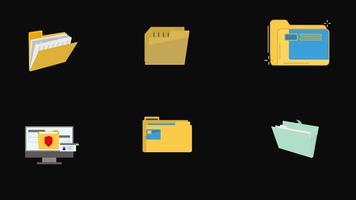 computer Folder Icons Set animation transparent background