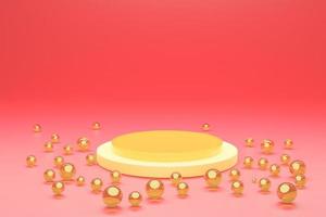 Mock-up Display Product Podium, 3D rendering. Abstract scene background. Cylinder podium on pink background. Product presentation, mock up, show cosmetic product, Podium, stage pedestal or platform photo