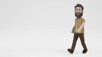 3D Business Man Walking Happy photo