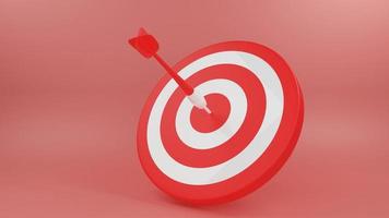 3d render illustration of arrow hit the center of target. Business target achievement concept photo