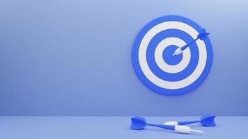 3d render illustration of arrow hit the center of target. Business target achievement concept photo