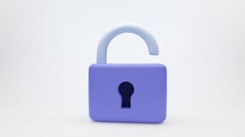 3D render of Padlock Lock icon simple illustration on pastel background. Minimal concept photo