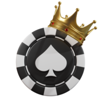 Casino club Chip with crown 3D Design Elements png