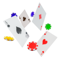 cartas de casino y fichas elementos de diseño 3d png