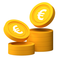 icona 3d della pila di monete in euro per la finanza o l'illustrazione di affari png