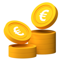 Euro Coin Stack 3d Icon for Finance or Business Illustration png