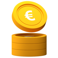 Euro Coin Stack 3d Icon for Finance or Business Illustration png