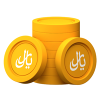 Riyal Coin Stack 3d Icon for Finance or Business Illustration png